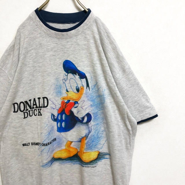 Disney(ディズニー)の【90s】ディズニー ドナルドダック Tシャツ メンズ XL グレー 古着 メンズのトップス(Tシャツ/カットソー(半袖/袖なし))の商品写真