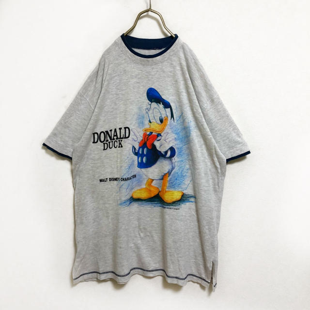 Disney(ディズニー)の【90s】ディズニー ドナルドダック Tシャツ メンズ XL グレー 古着 メンズのトップス(Tシャツ/カットソー(半袖/袖なし))の商品写真