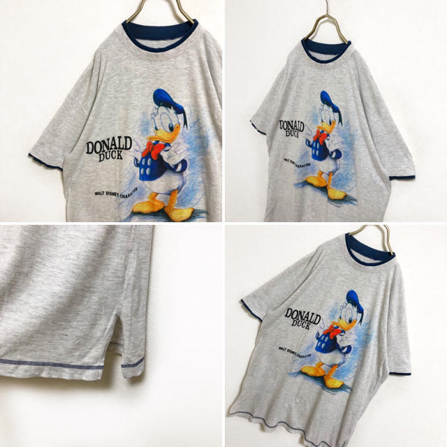 Disney(ディズニー)の【90s】ディズニー ドナルドダック Tシャツ メンズ XL グレー 古着 メンズのトップス(Tシャツ/カットソー(半袖/袖なし))の商品写真