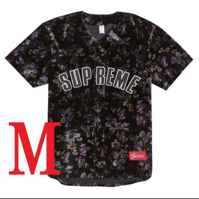 19FW Floral Velour Baseball Jerseyシャツ