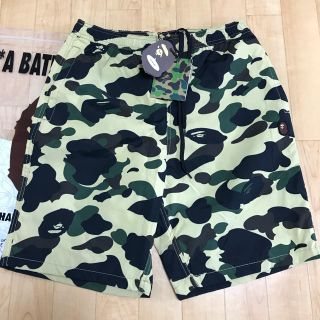 アベイシングエイプ(A BATHING APE)のBAPE 1ST CAMO ショートパンツ M イエローカモ ビーチパンツ(ショートパンツ)