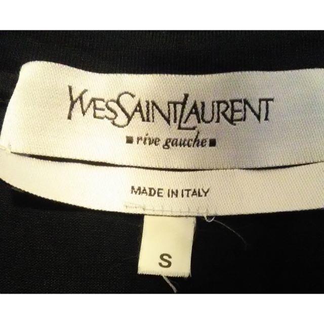 Saint Laurent(サンローラン)の美品イヴサンローラン　ノースリーブTシャツ　黒Sサイズ レディースのトップス(Tシャツ(半袖/袖なし))の商品写真