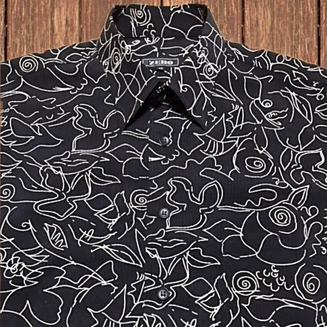 ZERO 希少90s‼️昭和レトロ アートデザイン ポリシャツ‼️