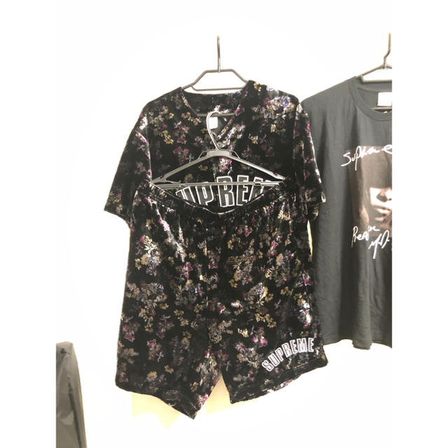 supreme floral velour baseball jerseyトップス