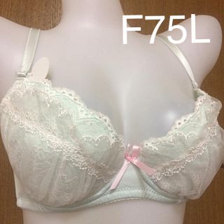 白レース ブラショー F75L ミント(ブラ&ショーツセット)