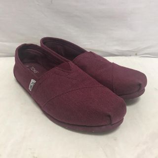 トムズ(TOMS)のTOMS トムズ コットンスリッポンシューズW7（24cm相当）ワイン(スリッポン/モカシン)