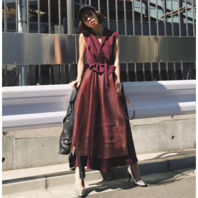 大人気】ameri vintage TULLE DOCKING DRESS - ロングワンピース