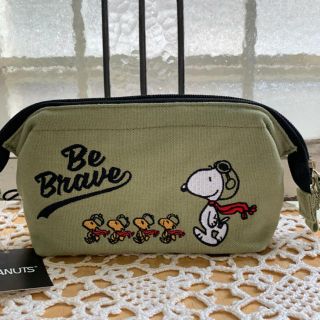 スヌーピー(SNOOPY)の《新品 タグ付き》スヌーピー ワイヤーポーチ ウッドストック  カーキ(ポーチ)