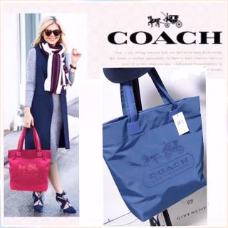 コーチ(COACH)の【新品未使用】 COACH コーチ ブルー ナイロン×本革レザートート (トートバッグ)