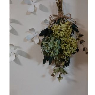 秋色紫陽花といちびのスワッグ＊ハンドメイド＊ナチュラル雑貨＊*①(ドライフラワー)