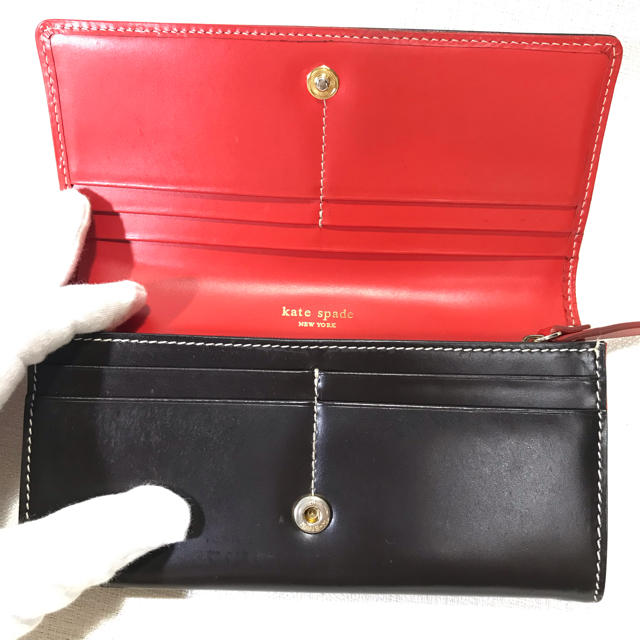 kate spade new york - kate spade ケイトスペード 二つ折り 長財布 ブラック＆レッドの通販 by takuto’s shop｜ケイトスペードニューヨークならラクマ