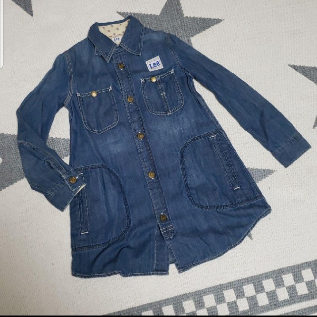 Lee(リー)のLee  kids デニムワンピース デニムシャツ 美品 130 キッズ/ベビー/マタニティのキッズ服女の子用(90cm~)(ワンピース)の商品写真