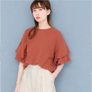 ケービーエフ(KBF)のKBF　ティアードスリーブTシャツ　オレンジ　Fサイズ(Tシャツ(半袖/袖なし))