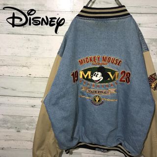 ディズニー(Disney)の【レア】ディズニー☆刺繍ビッグロゴ 切り替えデザイン ブルゾン デニムジャケット(ブルゾン)