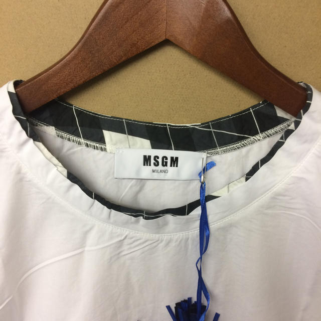 MSGM(エムエスジイエム)の【新品】MSGM 切替デザイン シャツ生地ビッグTシャツ 46サイズ メンズのトップス(Tシャツ/カットソー(半袖/袖なし))の商品写真