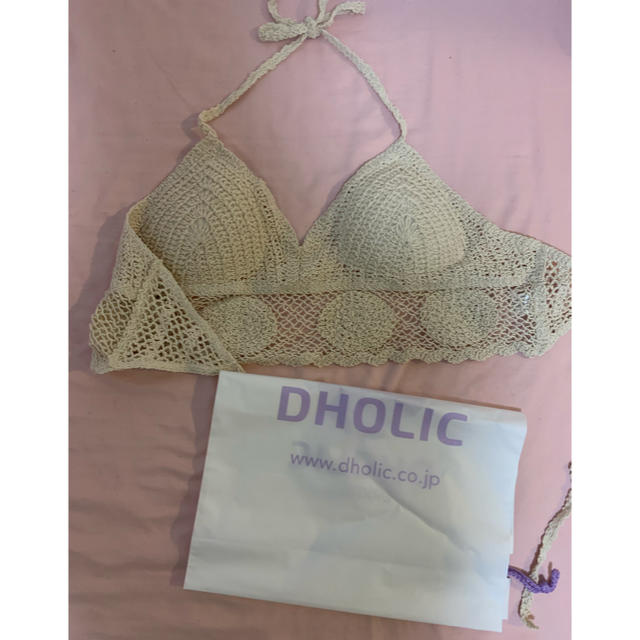 dholic(ディーホリック)のDHOLIC 今期売り切れ ニットビキニトップ ベージュ レディースの水着/浴衣(水着)の商品写真