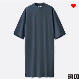 ユニクロ(UNIQLO)の新品 ユニクロ オーバーサイズTワンピース ダークグレー M(ひざ丈ワンピース)