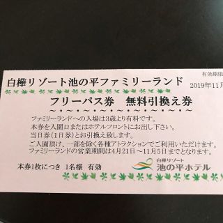 レモン5070様専用☆池の平ファミリーランド☆フリーパス1枚・入園券1枚セット(遊園地/テーマパーク)