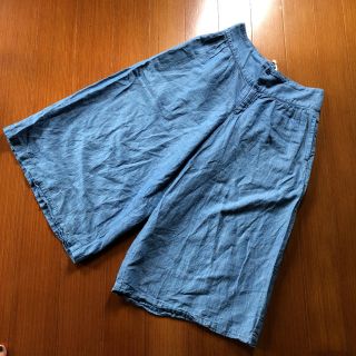 ナチュラルランドリー(NATURAL LAUNDRY)のNATURAL LAUNDY コットン リネン ギャザーパンツ インティゴ(カジュアルパンツ)