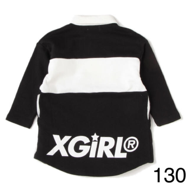 X-girl Stages(エックスガールステージス)の専用 XGS 130 ラガーワンピ ブラック キッズ/ベビー/マタニティのキッズ服女の子用(90cm~)(ワンピース)の商品写真