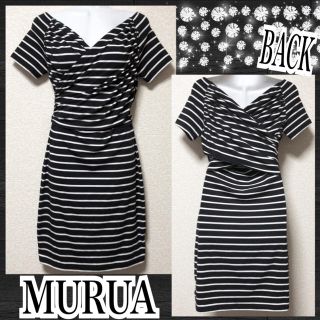 ムルーア(MURUA)の【新品/MURUA】オフショルOK！！ボーダー柄Wカシュクールワンピ(ミニワンピース)