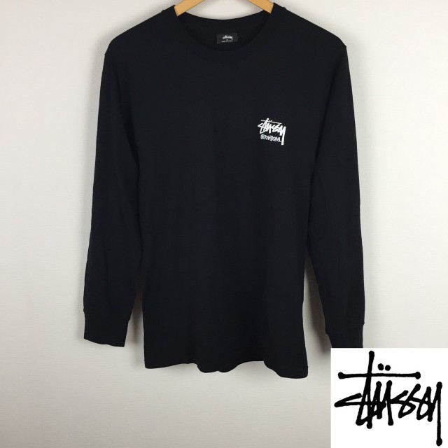 STUSSY(ステューシー)の美品 ステューシー 長袖カットソー ブラック サイズS メンズのトップス(Tシャツ/カットソー(七分/長袖))の商品写真