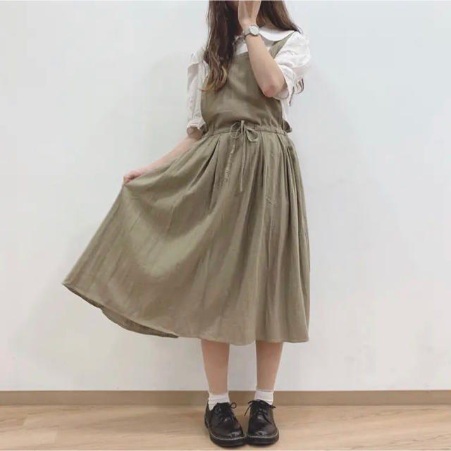 【新品未使用】noa flare jumper skirt ワンピース カーキ 2