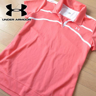 アンダーアーマー(UNDER ARMOUR)の超美品 XL アンダーアーマー レディース 半袖ポロシャツ コーラル(ポロシャツ)
