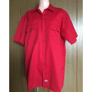 ディッキーズ(Dickies)の美品 Dickies Americanワークシャツ メンズ 半袖 Mサイズ 赤(シャツ)