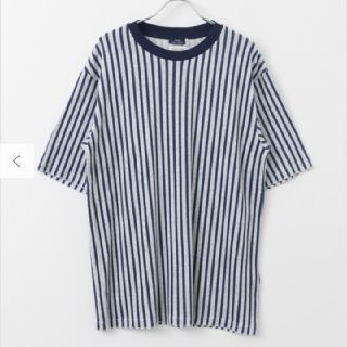 アーバンリサーチ(URBAN RESEARCH)の未使用　ストライプ　パイル Tシャツ トップス　アーバンリサーチ　ネイビー(Tシャツ/カットソー(半袖/袖なし))