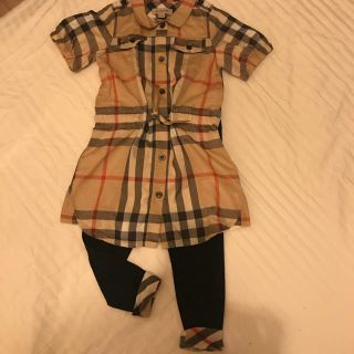 バーバリー(BURBERRY)のバーバリー 4y シャツワンピ&レギンスセット(ワンピース)