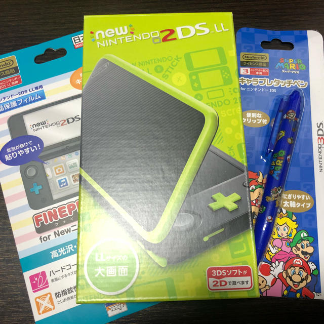 新品未開封】Newニンテンドー2DSLL ブラックxライム おまけ付き - 携帯