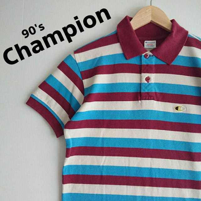 Champion - 612 チャンピオン 90年製 胸刺繍 ポロシャツ ボーダー 鹿の子 良配色