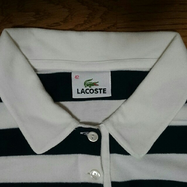 LACOSTE(ラコステ)の美品 ラコステ ☆ パフスリーブ ボーダー 42 レディースのトップス(ポロシャツ)の商品写真