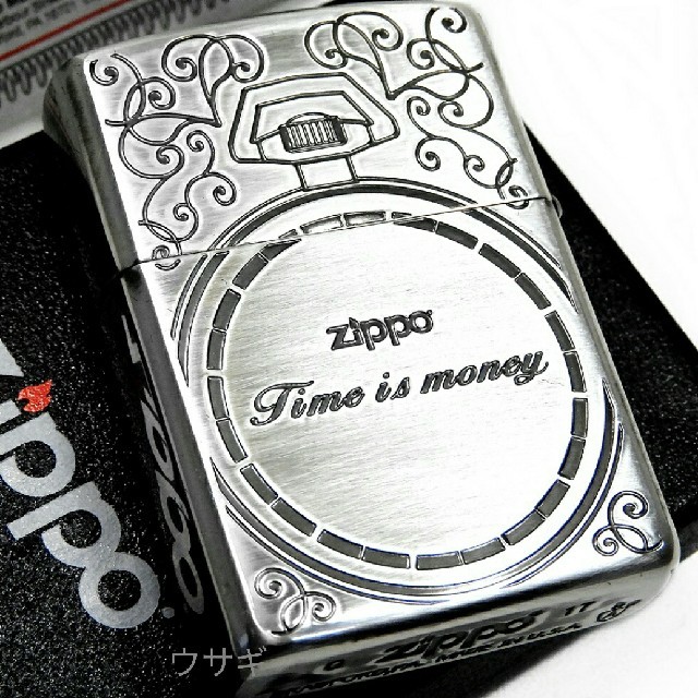 送料無料☆zippo☆アーマー☆両面☆アンティークシェルウォッチ☆ATシルバー