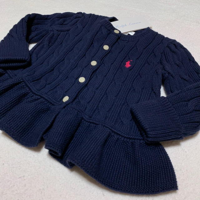 Ralph Lauren(ラルフローレン)の新品✨ケーブルニット ペプラム  カーディガン 12M/80 キッズ/ベビー/マタニティのベビー服(~85cm)(カーディガン/ボレロ)の商品写真