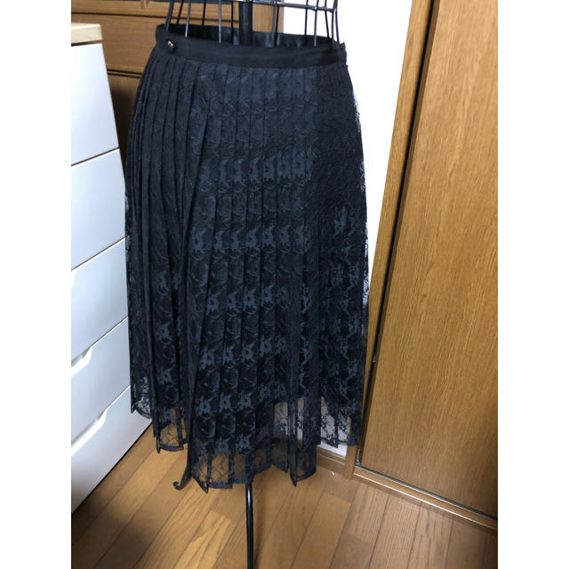 aquagirl(アクアガール)の《定価4万円程度》aqua girl レースプリーツ+チュールスカート 黒 レディースのスカート(ロングスカート)の商品写真