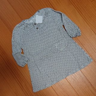 ★100サイズ★新品★未使用★タグ付き★ワンピース★ギンガムチェック★長袖★薄手(ワンピース)