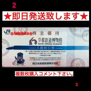 ジェイアール(JR)のすぬー様専用  ３枚京都鉄道博物館(鉄道)