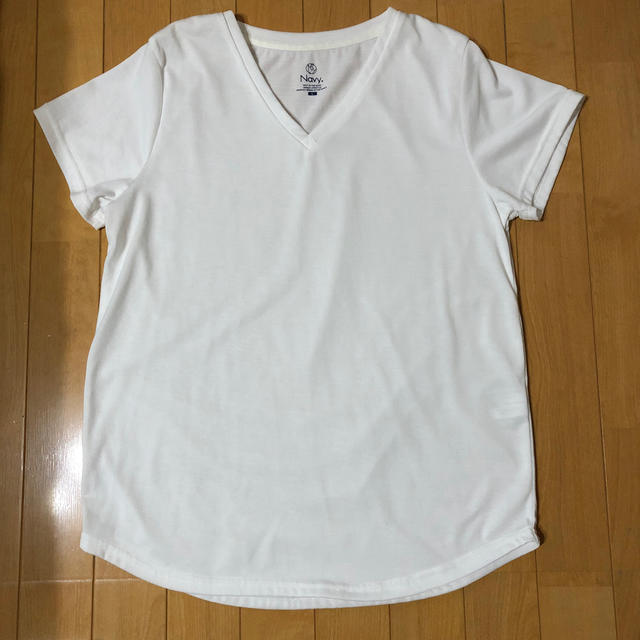Mac-House(マックハウス)のTシャツ レディース 無地 白 L Ｖネック レディースのトップス(Tシャツ(半袖/袖なし))の商品写真