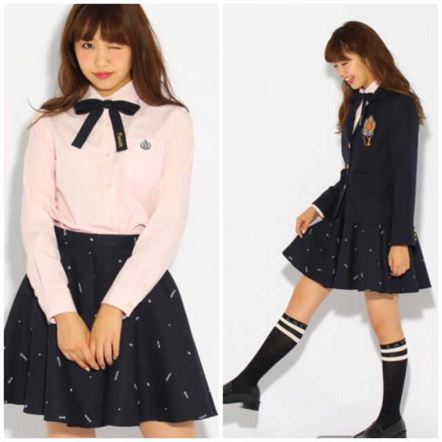 PINK-latte(ピンクラテ)のPINK latte フレアスカート ネイビー 卒服 キッズ/ベビー/マタニティのキッズ服女の子用(90cm~)(スカート)の商品写真