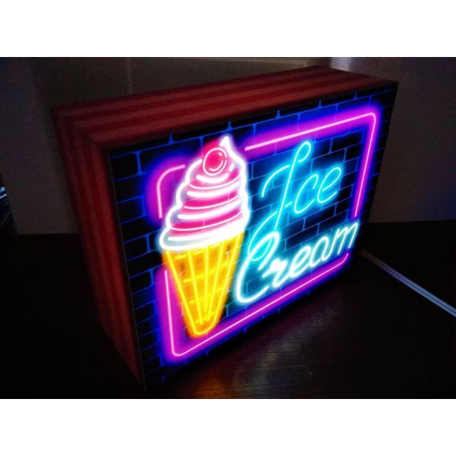 アイスクリーム ソフトクリーム ライト 置物☆LED2way電光看板の通販 by ROCK'N'ROLL project's shop｜ラクマ