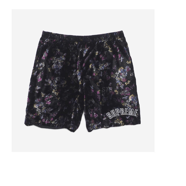 supreme velour floral shorts