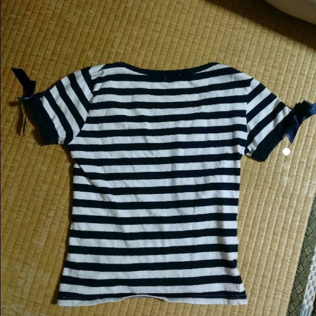 処分価格袖サテンリボンTシャツ レディースのトップス(Tシャツ(半袖/袖なし))の商品写真