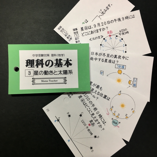 【理科の基本5点セット-地学①〜⑤】暗記カード 中学受験対策 季節と星座 エンタメ/ホビーの本(語学/参考書)の商品写真