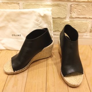 セリーヌ(celine)のCELINE セリーヌ ウェッジソールサンダル 黒 36サイズ(サンダル)