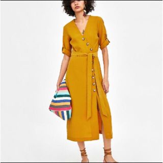 ザラ(ZARA)のZARA カシュクールボタンワンピース(ロングワンピース/マキシワンピース)