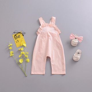 ベビーギャップ(babyGAP)のピンク ロンパース  エプロン風 カバーオール オールインワン 80(ロンパース)