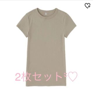 ユニクロ(UNIQLO)の2枚セット ユニクロ リブクルーネックT  トップス  Tシャツ(Tシャツ(半袖/袖なし))