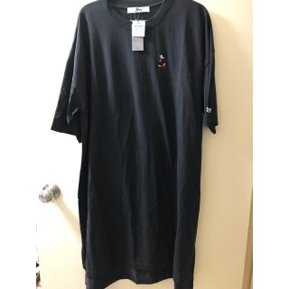 ディズニー(Disney)の新品 ミッキー  Tシャツワンピース  黒 M(ひざ丈ワンピース)